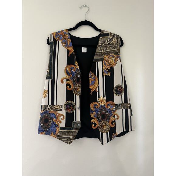 Vintage Neiman Marcus 80s Baroque Print 100% Silk Vest Men’s Large - Picture 2 of 8